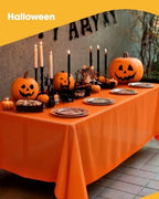 Orange Plastic Table Cloth Disposable, 4 Pack, 54 x 108 in, alternate view 2