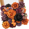 Orange Purple Artificial Fall Flowers Combo, Fake Silk Flowers in A Athens Orange Purple