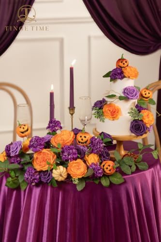 Orange Purple Artificial Flowers Combo, Fall Flowers for Wedding in Burnt Orange and Purple2, alternate view 3