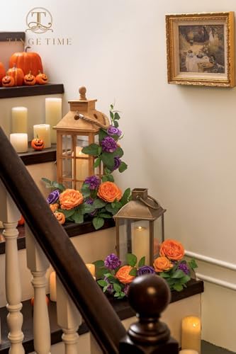 Orange Purple Artificial Flowers Combo, Fall Flowers for Wedding in Burnt Orange and Purple2, alternate view 5