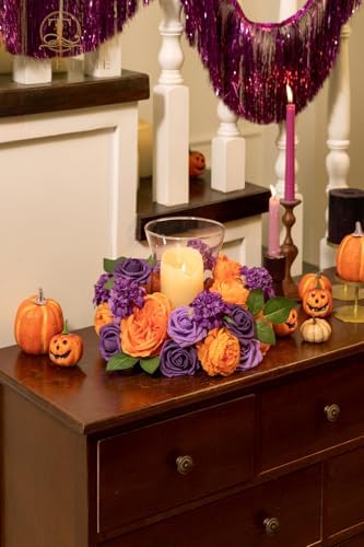 Orange Purple Artificial Flowers Combo, Fall Flowers for Wedding in Burnt Orange and Purple2, alternate view 6