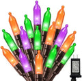 Orange Purple Green Halloween String Lights Outdoor, 32.5FT 100 LED Waterproof Christmas Lights with 16 Lighting