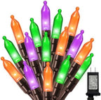 Orange Purple Green Halloween String Lights Outdoor, 32.5FT 100 LED Waterproof Christmas Lights with 16 Lighting