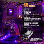 Orange Purple Green Halloween String Lights Outdoor, 32.5FT 100 LED Waterproof Christmas Lights with 16 Lighting, alternate