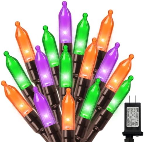 Orange Purple Green Halloween String Lights Outdoor, 66FT 200 LED Waterproof Christmas Lights with 16 Lighting