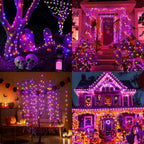 Orange Purple Green Halloween String Lights Outdoor, 66FT 200 LED Waterproof Christmas Lights with 16 Lighting, alternate