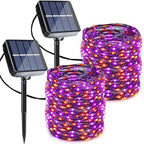 Orange Purple Halloween Solar String Lights,2 Pack Total 80FT 240LED