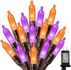 Orange Purple Halloween String Lights Outdoor, 32.5FT 100 LED Waterproof Christmas Lights with 16 Lighting Modes