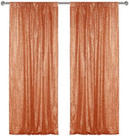 Orange Sequin Backdrop Curtain 2 Panels 2FTx8FT Glitter Orange Background Drapes Sparkle Photography Backdrop