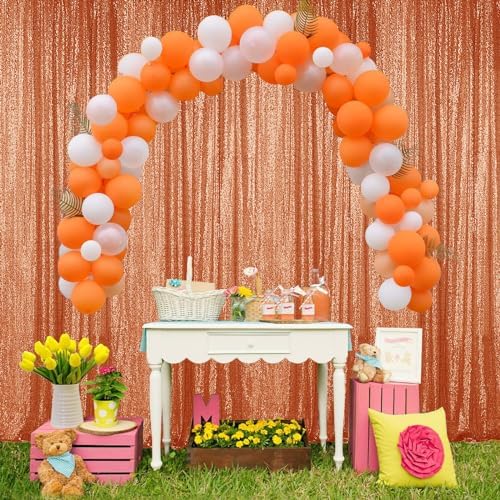 Orange Sequin Backdrop Curtain 4FTx8FT Glitter Orange Background Drapes Sparkle Photography Backdrop for Party, alternate
