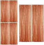 Orange Sequin Backdrop Curtain 6 Panels 2FTx8FT Glitter Orange Background Drapes Sparkle Photography Backdrop