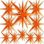 Orange Star Spike Balloons 10pcs Explosion Foil Mylar Balloons in 10 PCS - 42&27&22 Inch in Orange