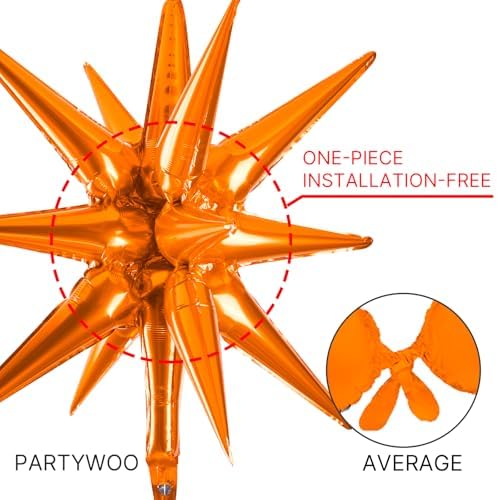 Orange Star Spike Balloons 10pcs Explosion Foil Mylar Balloons in 10 PCS - 42&27&22 Inch in Orange, alternate view 4