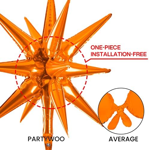 Orange Star Spike Balloons 6pcs Explosion Foil Mylar Balloons in 6 PCS - 27&22 Inch in Orange, alternate view 4