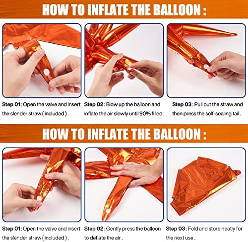 Orange Star Spike Balloons 6pcs Explosion Foil Mylar Balloons in 6 PCS - 27&22 Inch in Orange, alternate view 6