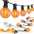Orange String Lights, 25Ft G40 Outdoor Decorations Lights with 27 LED Shatterproof Orange Globe Bulbs, Hanging