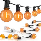 Orange String Lights, 25Ft G40 Outdoor Decorations Lights with 27 LED Shatterproof Orange Globe Bulbs, Hanging