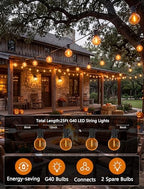 Orange String Lights, 25Ft G40 Outdoor Decorations Lights with 27 LED Shatterproof Orange Globe Bulbs, Hanging, alternate