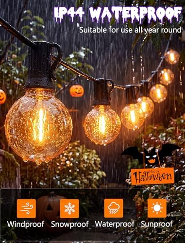 Orange String Lights, 25Ft G40 Outdoor Decorations Lights with 27 LED Shatterproof Orange Globe Bulbs, Hanging, alternate