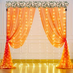 Orange Tulle Backdrop Curtain with Lights String for Parites 10x10ft Sheer Backdrop Curtains Drapes for Birthday, alternate