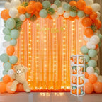 Orange Tulle Backdrop Curtain with Lights String for Parites 10x10ft Sheer Backdrop Curtains Drapes for Birthday, alternate