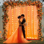 Orange Tulle Backdrop Curtain with Lights String for Parites 10x10ft Sheer Backdrop Curtains Drapes for Birthday, alternate