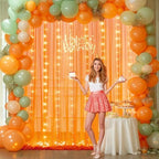 Orange Tulle Backdrop Curtain with Lights String for Parites 10x8ft Sheer Backdrop Curtains Drapes for Birthday, alternate