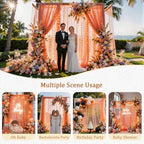 Orange Tulle Backdrop Curtain with String Lights, 10x8ft Sheer Backdrop Curtain for Photography, Thanksgiving, alternate view