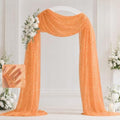 Orange Wedding Arch Draping Fabric 28" x 20FT, Glitter Sheer Backdrop Drapes for Wedding Ceremony Birthday Party