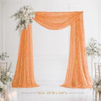 Orange Wedding Arch Draping Fabric 28" x 20FT, Glitter Sheer Backdrop Drapes for Wedding Ceremony Birthday Party, alternate