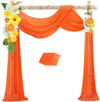 Orange Wedding Arch Draping Fabric 29in x 18Ft 6 Panels Sheer Chiffon Curtain Drapes Extra Long for Outdoor