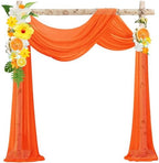 Orange Wedding Arch Draping Fabric Chiffon Fabric, 29in x 18Ft 2 Panels Sheer Chiffon Outdoor Curtain for