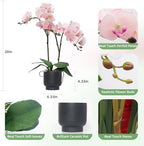 Orchids Artificial Flowers Real Touch Fake Flowers in Ceramic Pot 20" Pink Faux Orchid Plant Lifelike Silk, alternate view 2