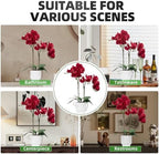 Orchids Artificial Flowers Real Touch Fake Flowers in Ceramic Pot 20" Red Faux Orchid Plant Lifelike Silk, alternate view 5