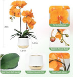 Orchids Artificial Flowers Realistic Fake Flowers in Ceramic Pot 20" Orange Lifelike Faux Floral Arrangement, alternate view