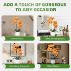 Orchids Artificial Flowers Realistic Fake Flowers in Ceramic Pot 20" Orange Lifelike Faux Floral Arrangement, alternate view