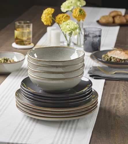 Organic Shades Gray Stoneware 12-Piece Dinnerware Set for 4 in Gray, alternate view 2