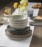 Organic Shades Gray Stoneware 12-Piece Dinnerware Set for 4 in Gray, alternate view 2