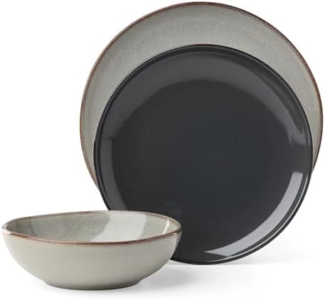 Organic Shades Gray Stoneware 12-Piece Dinnerware Set for 4 in Gray, alternate view 6