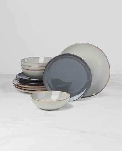 Organic Shades Gray Stoneware 12-Piece Dinnerware Set for 4 in Gray, alternate view 7