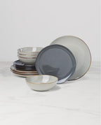 Organic Shades Gray Stoneware 12-Piece Dinnerware Set for 4 in Gray, alternate view 7