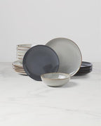 Organic Shades Gray Stoneware 18-Piece Dinnerware Set for 6 in Gray, alternate view 3