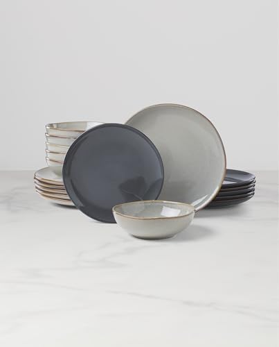 Organic Shades Gray Stoneware 18-Piece Dinnerware Set for 6 in Gray, alternate view 3
