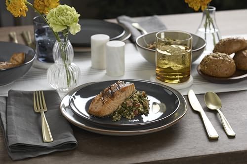 Organic Shades Gray Stoneware 18-Piece Dinnerware Set for 6 in Gray, alternate view 4