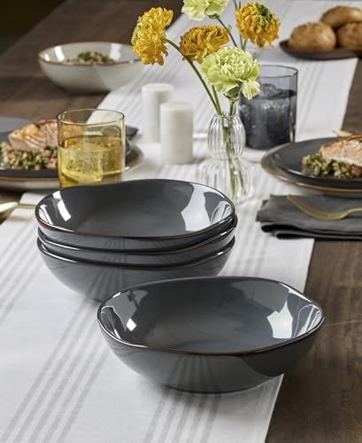 Organic Shades Gray Stoneware Pasta Bowl Set for 4, 34.5oz in 4 Count in Gray, alternate view 2
