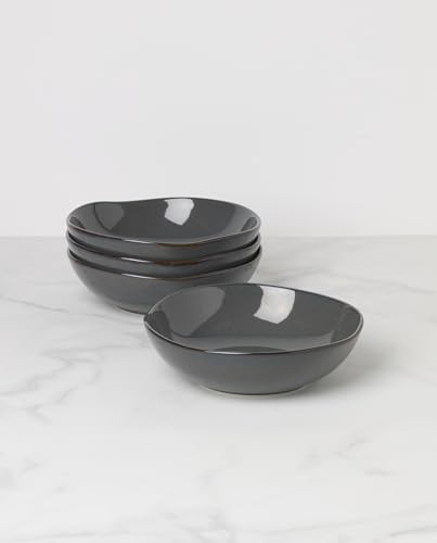 Organic Shades Gray Stoneware Pasta Bowl Set for 4, 34.5oz in 4 Count in Gray, alternate view 3