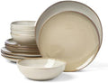 Organic Shades Oatmeal Stoneware 12-Piece Dinnerware Set for 4 in 12 Count in Oatmeal