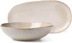 Organic Shades Oatmeal Stoneware 2-Piece Serving Platter Set in 1 Count in Oatmeal