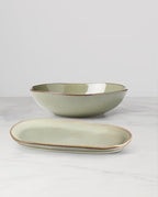 Organic Shades Sage Green Stoneware 2-Piece Serving Platter Set in 1 Count in Green, alternate view 2