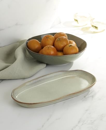 Organic Shades Sage Green Stoneware 2-Piece Serving Platter Set in 1 Count in Green, alternate view 6